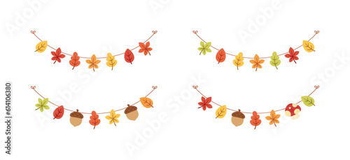 Wallpaper Mural Autumn garland, graphic elements for Fall and Thanksgiving season set. Vector isolated on white background. Torontodigital.ca