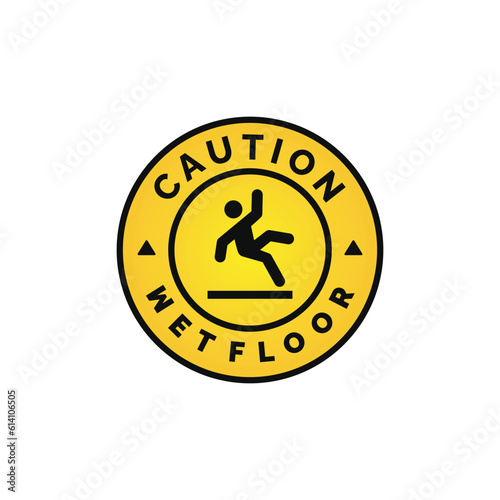 Wet floor caution warning symbol design vector