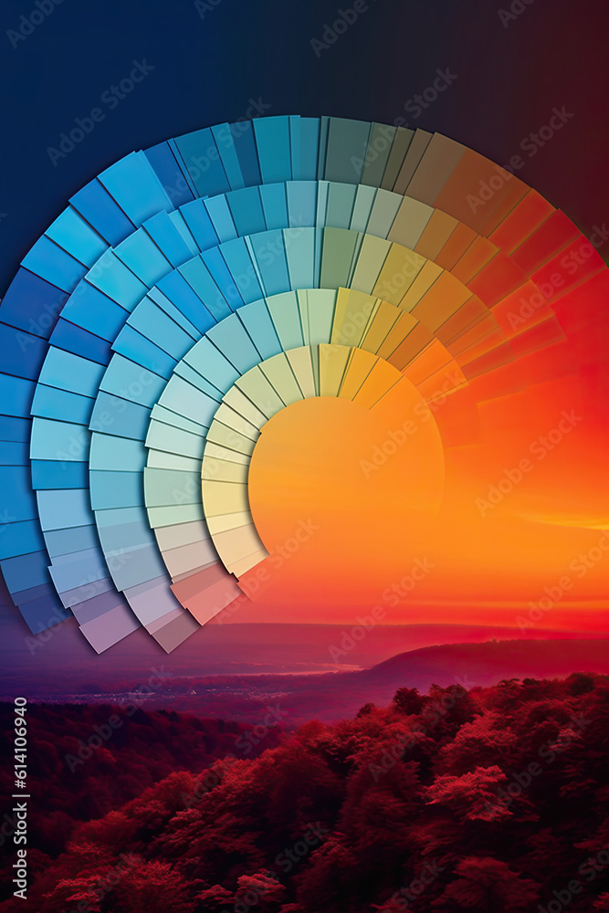 Fototapeta premium Dusk's Symphony: The Dance of Colors, created with Generative Al technology.