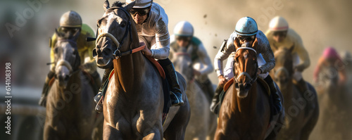 Photo A Horse Jockey in a Race, Generative AI