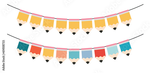 Pencil ribbon vector, back to school clip art