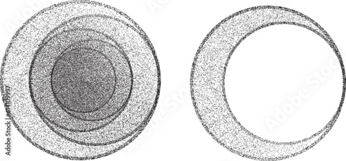 Distorted geometric shape . Minimal art design . Noise destroyed  logo . Trendy grainy shapes . Graph print texture .Spray effect .Grunge texture . Distressed element .vector 