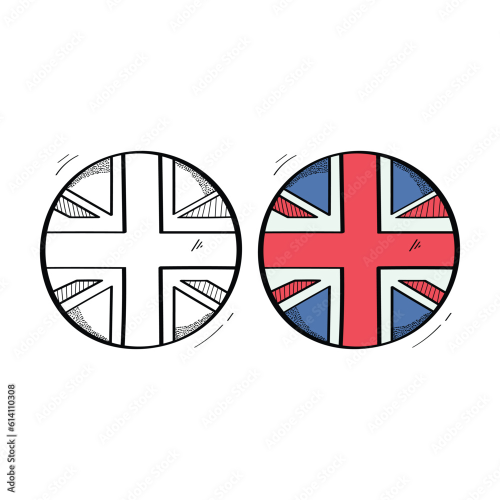 Hand Drawn England Flag Icon Vector Design. Hand Drawn England Flag Icon Vector Design.