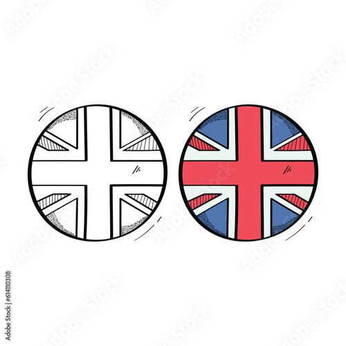 Hand Drawn England Flag Icon Vector Design.