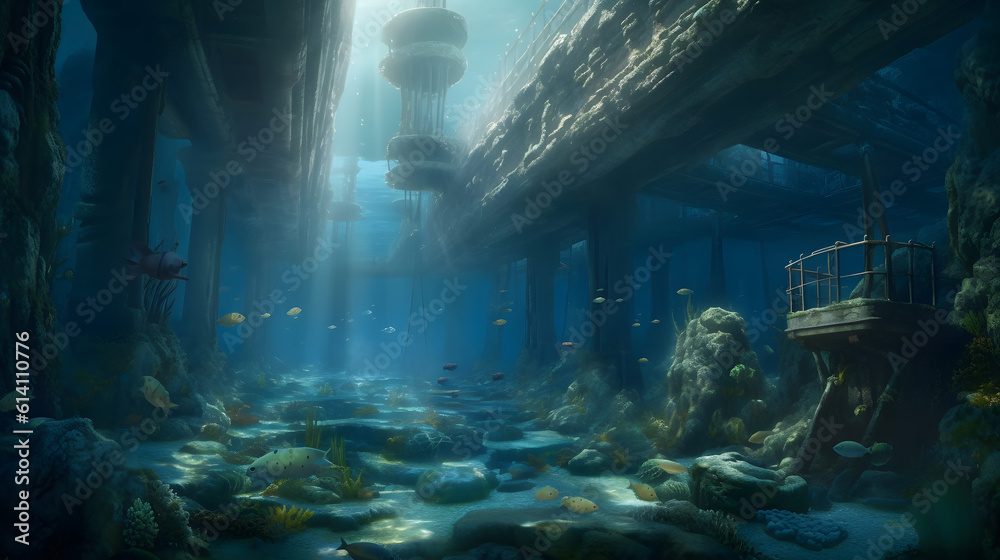 Underwater world of sea captured from deep sea Generative AI