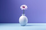 beautiful flower  in ceramic pots isolated on blue background. aspect ratio 3:2. generative ai