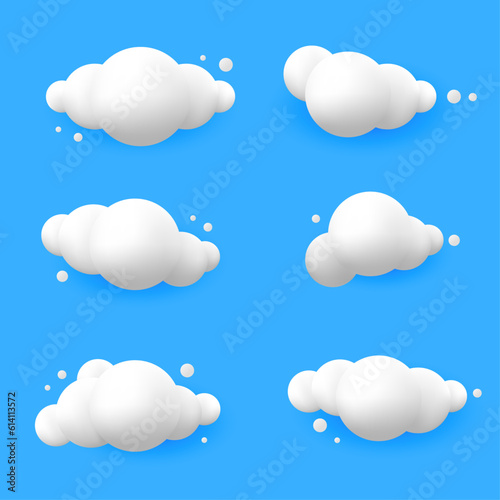 cute 3d cloud collection on blue background