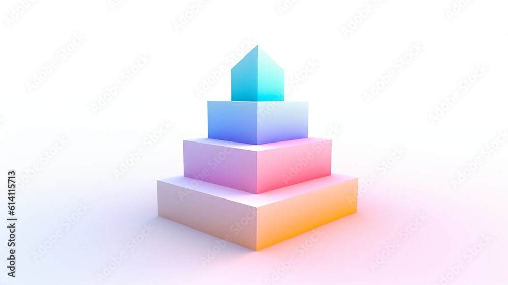 Colorful pyramide on white background, achievement, goal, structure concept, copy space, AI Generated background presentation backdrop template. Colorful pyramide on white background, achievement, goal, structure concept, copy space, AI Generated background presentation backdrop template.