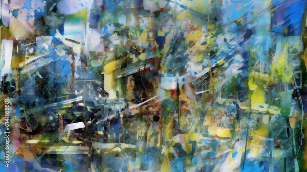 Abstract painting of the city, illustration style