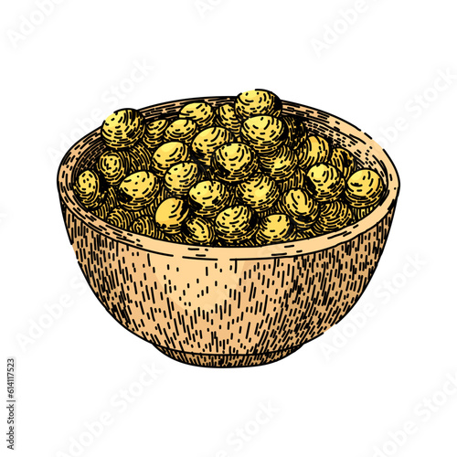 soya bean food bowl hand drawn. soy soy, plant milk, vector soymilk, green grain, protein organic soya bean food bowl vector sketch. isolated color illustration