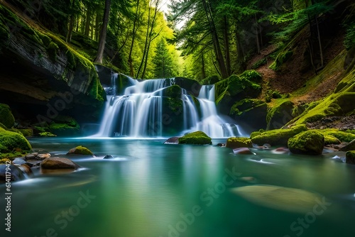 waterfall in the forest © nomi_creative