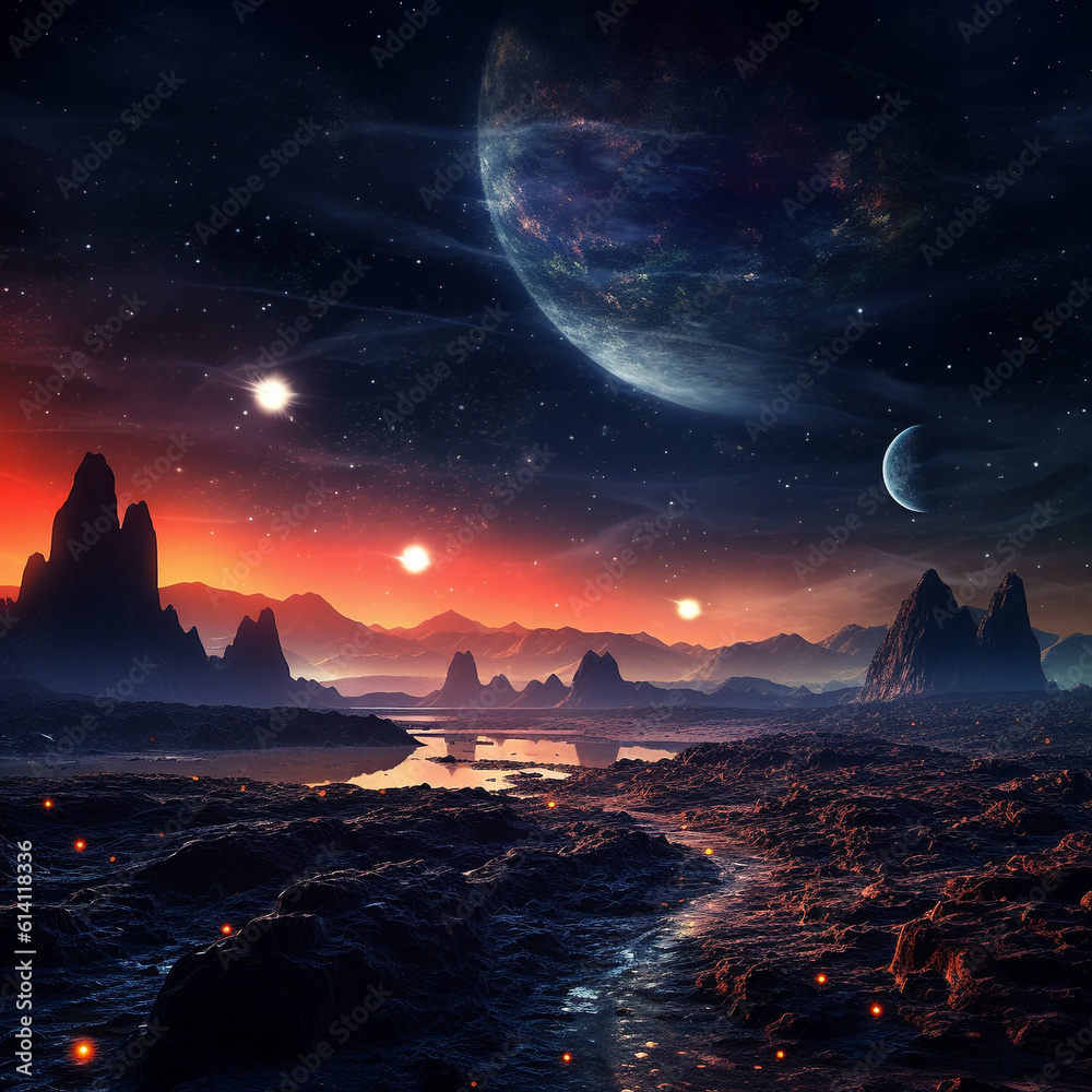 A night sky on an exoplanet HD wallpaper