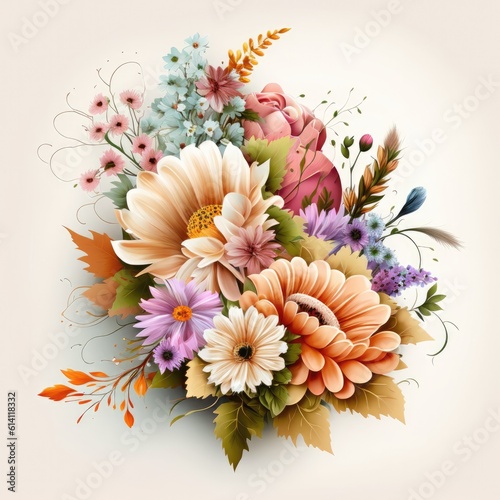 Romantic Watercolor Floral Invitation with Ai-Generated Design and Vintage Style