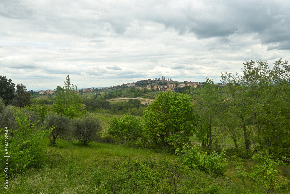 Tuscany landscape. San Gimignano medieval town in Siena province, Italy