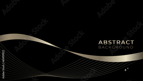 Vector abstract background, line art gold. Minimal, elegance on black background . Vector template