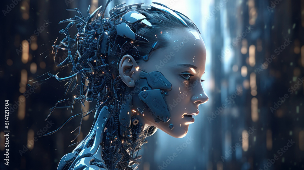 The Cyborg female of Artificial Intelligence concept The Cyborg female of Artificial Intelligence concept