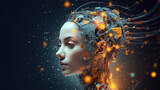 The Portrait of robot female artificial intelligence concept