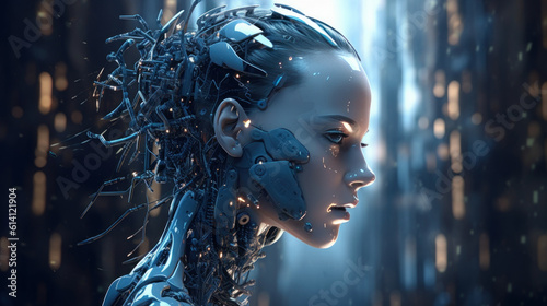 The Cyborg female of Artificial Intelligence concept