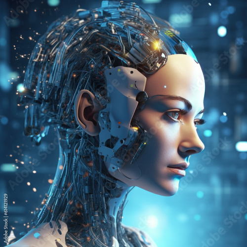 Female Ai robot Artificial Intelligence concept