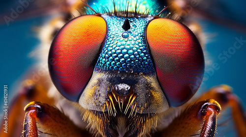 Generative AI. Insect Eyes: Explore the mesmerizing patterns and colors of insect eyes up close, revealing the fascinating structures and adaptations that allow them to perceive their surroundings photo