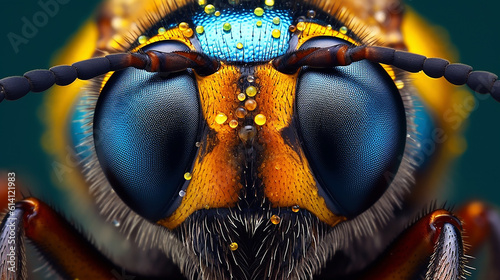Generative AI. Insect Eyes: Explore the mesmerizing patterns and colors of insect eyes up close, revealing the fascinating structures and adaptations that allow them to perceive their surroundings photo