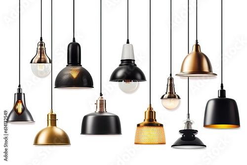Slika na platnu Hanging and floor lamps, light in the dark