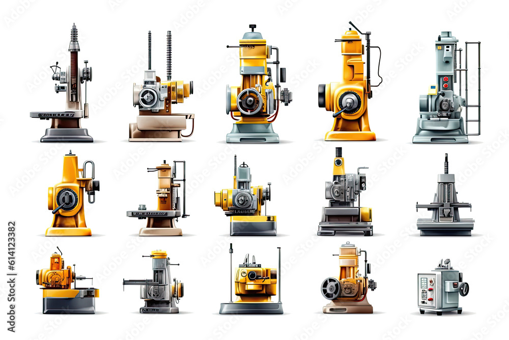 Different machine tool types collection photo realistic. Generative ai ...