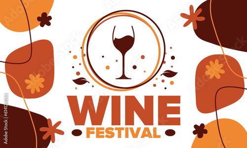 Wine Festival. For wine lovers. Wine tasting. Event for professionals in the wine industry. Winery, restaurants and bars. Trainings and master class for sommelier. Wineglass. Vector illustration