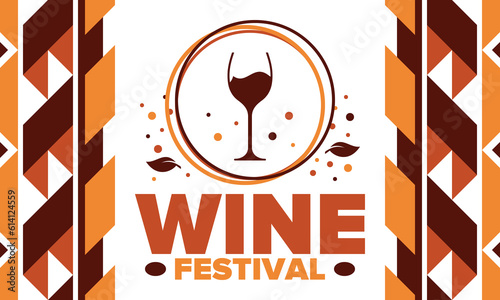Wine Festival. For wine lovers. Wine tasting. Event for professionals in the wine industry. Winery, restaurants and bars. Trainings and master class for sommelier. Wineglass. Vector illustration