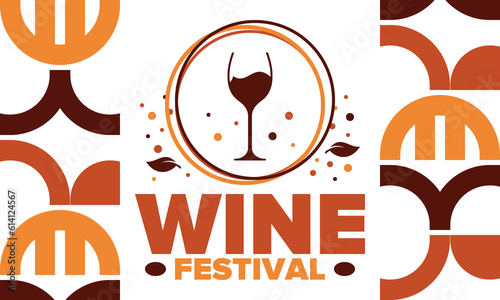 Wine Festival. For wine lovers. Wine tasting. Event for professionals in the wine industry. Winery, restaurants and bars. Trainings and master class for sommelier. Wineglass. Vector illustration