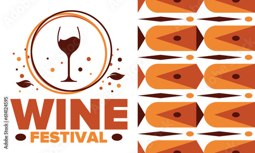 Wine Festival. For wine lovers. Wine tasting. Event for professionals in the wine industry. Winery, restaurants and bars. Trainings and master class for sommelier. Wineglass. Vector illustration