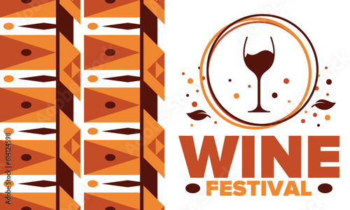 Wine Festival. For wine lovers. Wine tasting. Event for professionals in the wine industry. Winery, restaurants and bars. Trainings and master class for sommelier. Wineglass. Vector illustration
