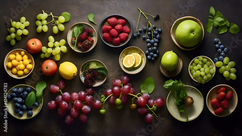 Fresh vegetables, organic food, top view, Generative AI