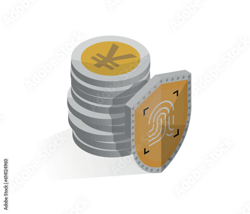 Japanese currency.Yuan or yen symbol. money protection and security concept vector.
