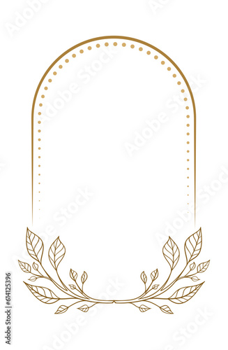Vector vertical arch shape dotted frame with floral decoration