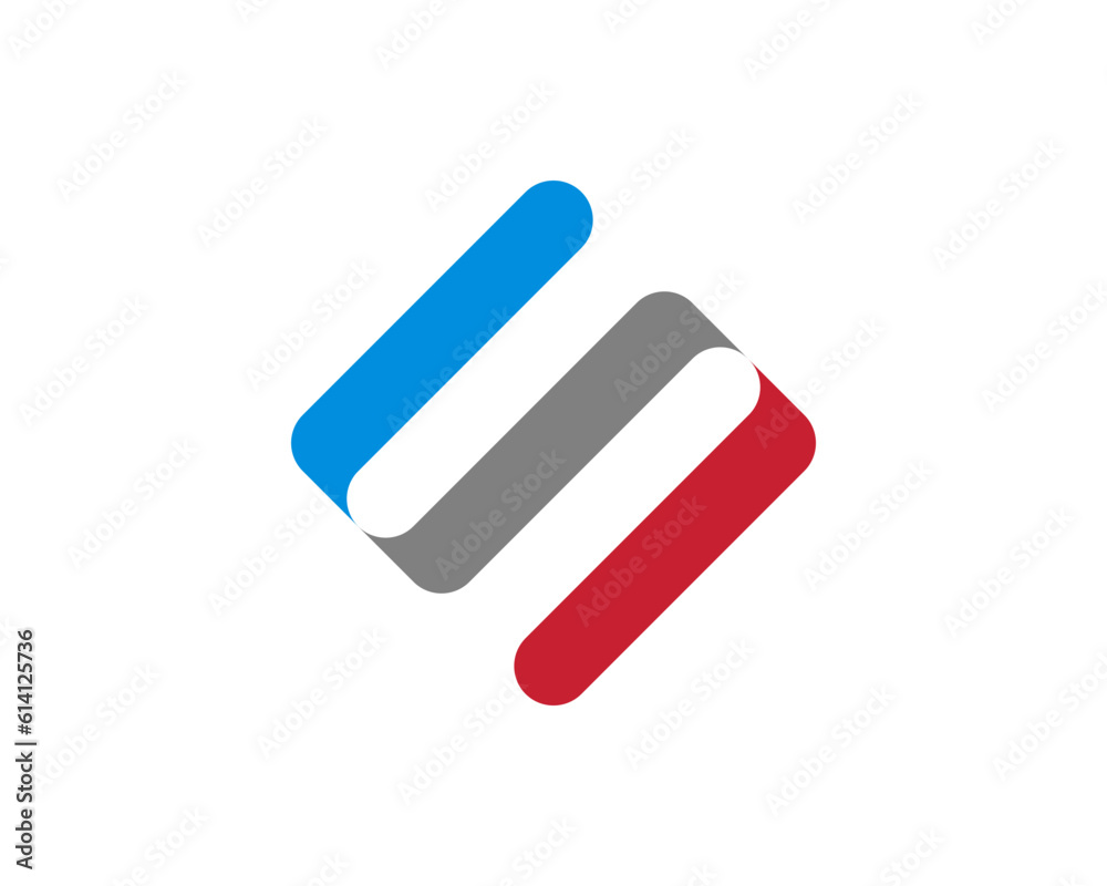 S letter with american color in square shape logo S letter with american color in square shape logo