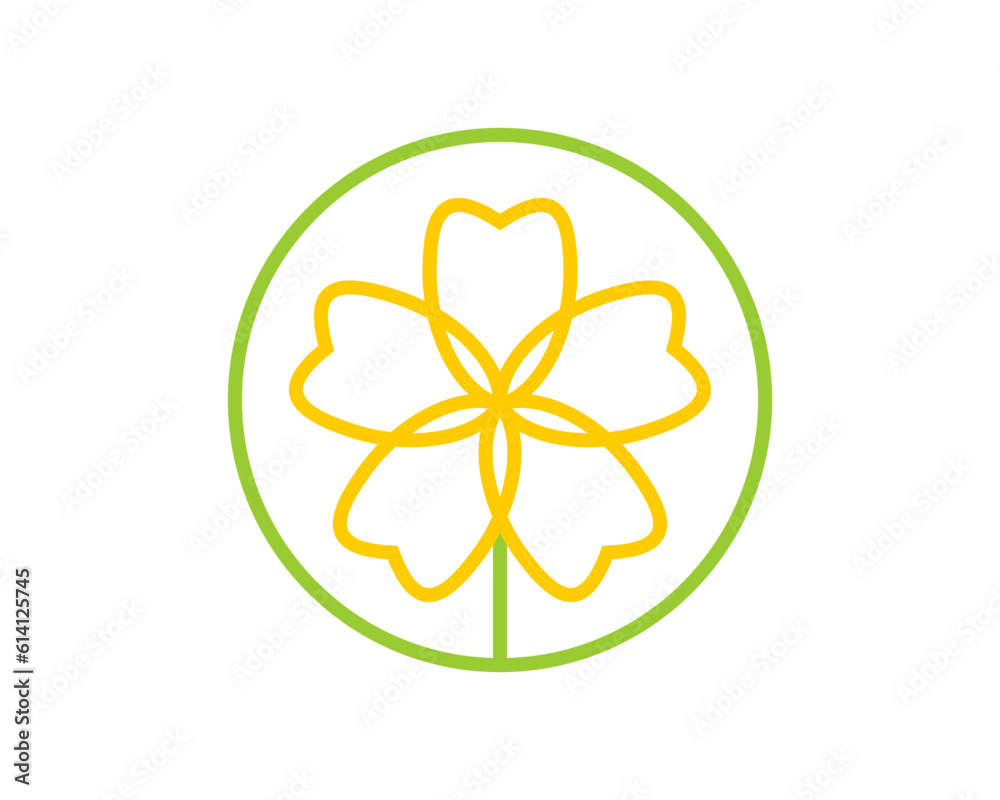 Abstract meadowfoam flower in line art logo Abstract meadowfoam flower in line art logo