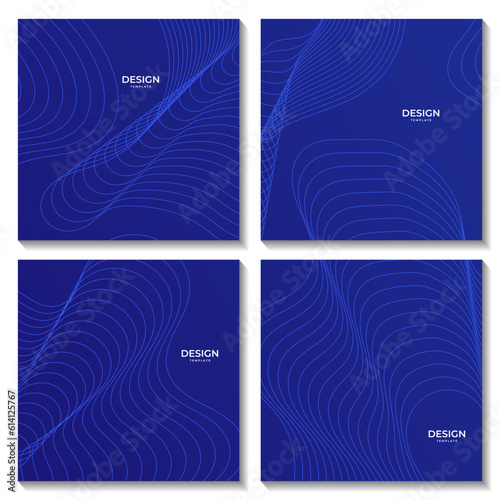 set of squares abstract blue wavy background with lines