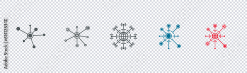 Business Network vector icon set. Social network  icon Flat Icon Solid style. Different style networking icon on transparent background.Vector illustration.