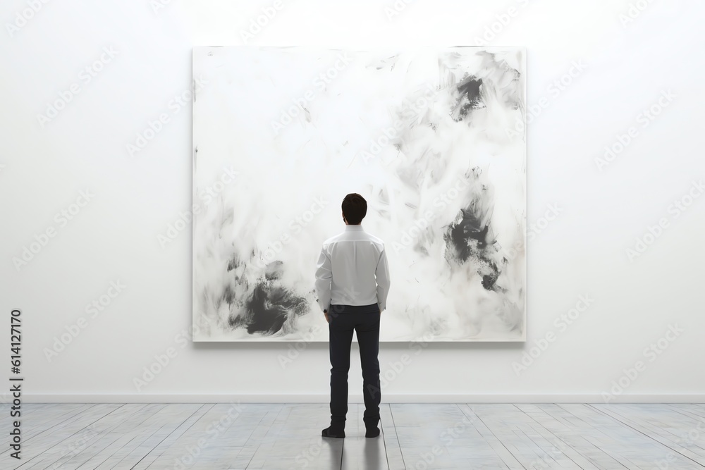 Fototapeta premium A painter looking at a blank canvas. generative AI