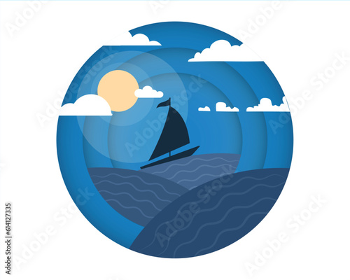 sailboat emblem. sailing and sea vector design. editable vector.
