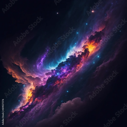Colorful space galaxy cloud nebula. Stary night cosmos. Universe science astronomy. Supernova background wallpaper. generative by AI