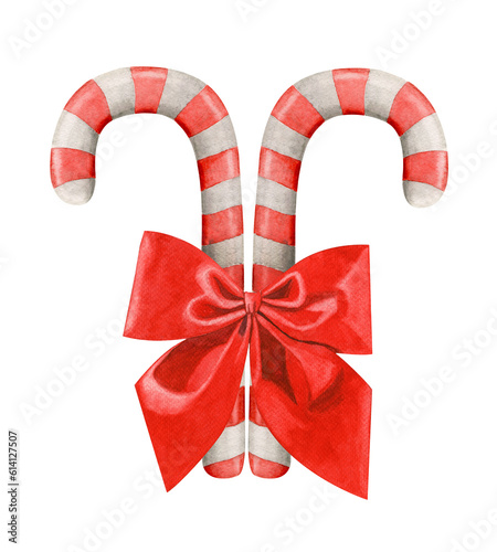 Candy lollipops in the shape of a stick with a red bow