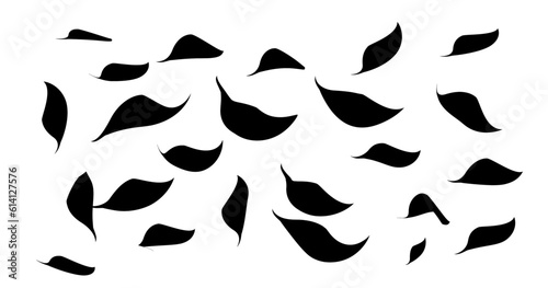 set of silhouettes of leaves