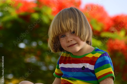 Portrait of a cute 5 year old boy. Children's holidays, kindergarten, preparation for school