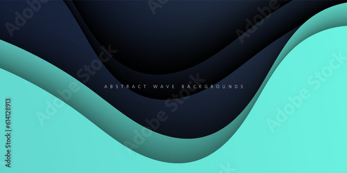Modern premium colorful wave abstract background with gradient green bright color on dark background. Eps10 vector