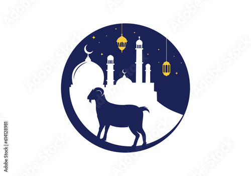 Eid al adha with goat illustration design