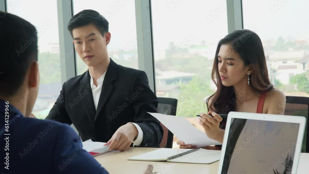 group of asian business people meeting and discussion on windows in high office. ceo manager talking with Corporate business team in meeting room. group of asian business people meeting and discussion on windows in high office. ceo manager talking with Corporate business team in meeting room.