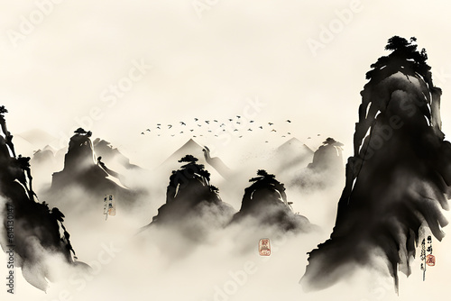 silhouette of a mountains  created using AI Generative Technology