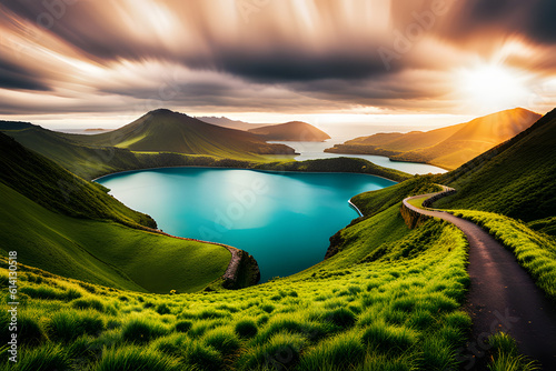 lake in the mountains  created using AI Generative Technology